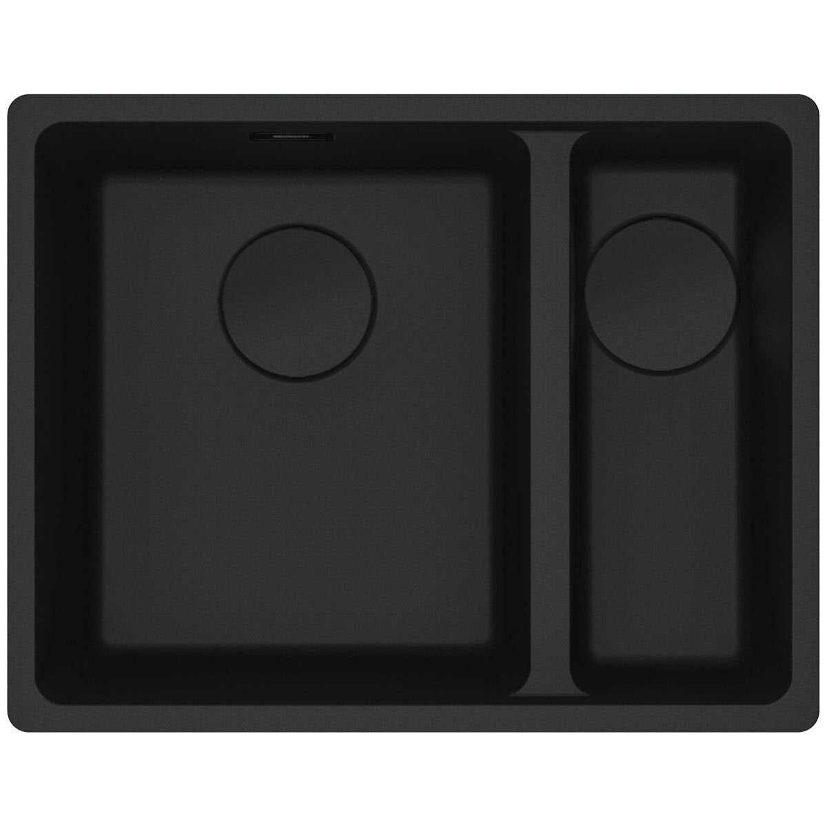 Franke Maris 1 and 1/2 Bowl Right Flush Mount Sink with Extension Drainer - Matte Black - MRG260SBRMB-FPC