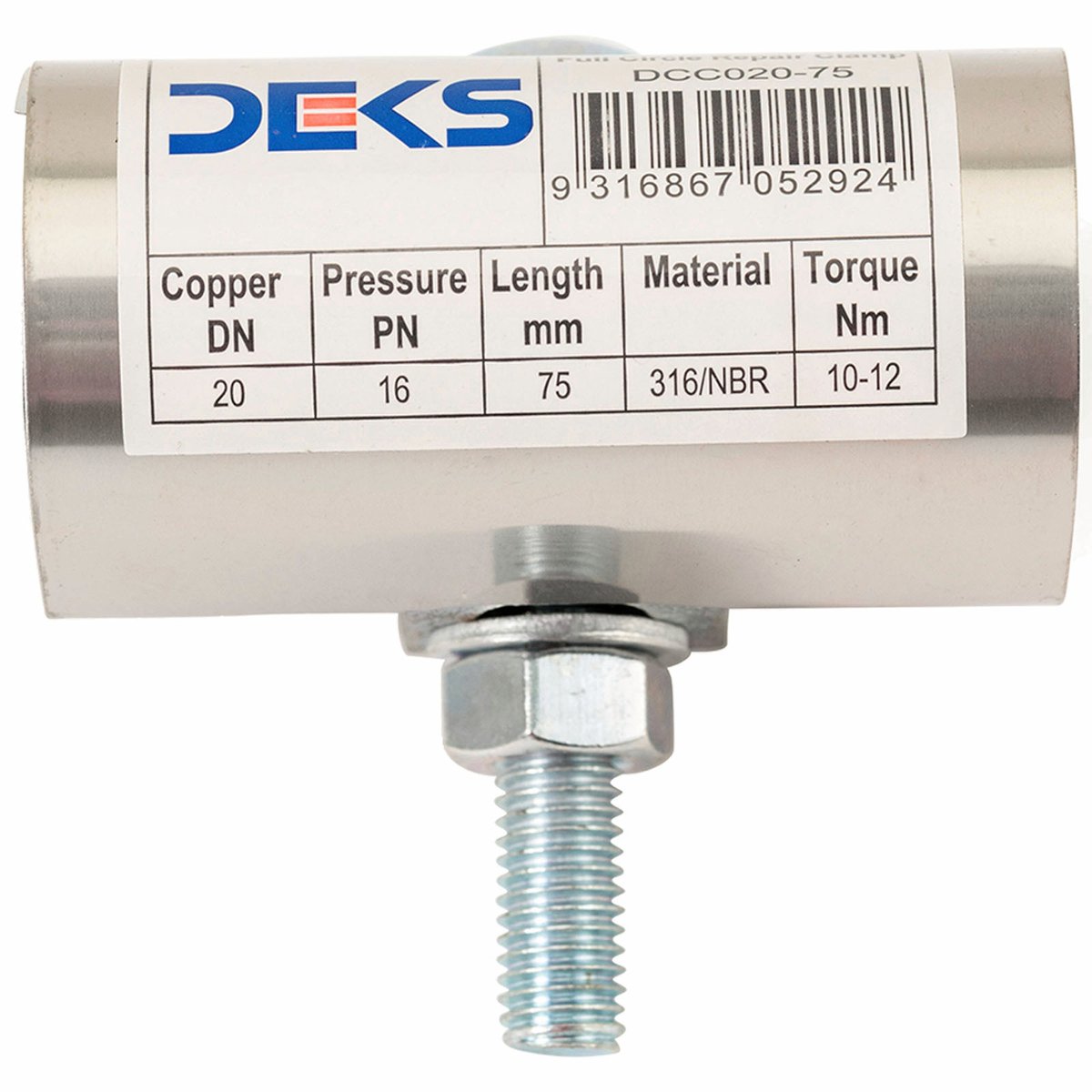 Deks 20mm Stainless Steel 316 Copper Pipe Repair Clamp, Indoor and Outdoor
