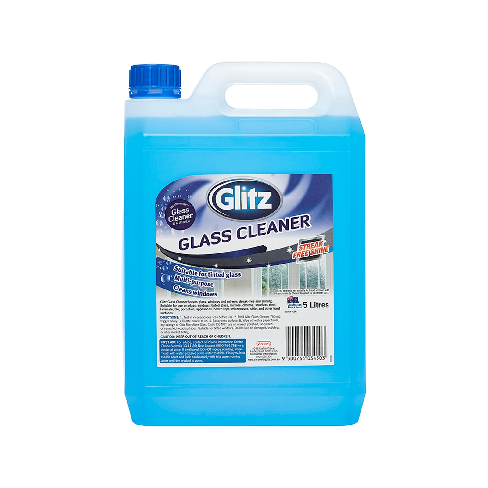 Glitz 5L Glass Cleaner - Ammonia Free