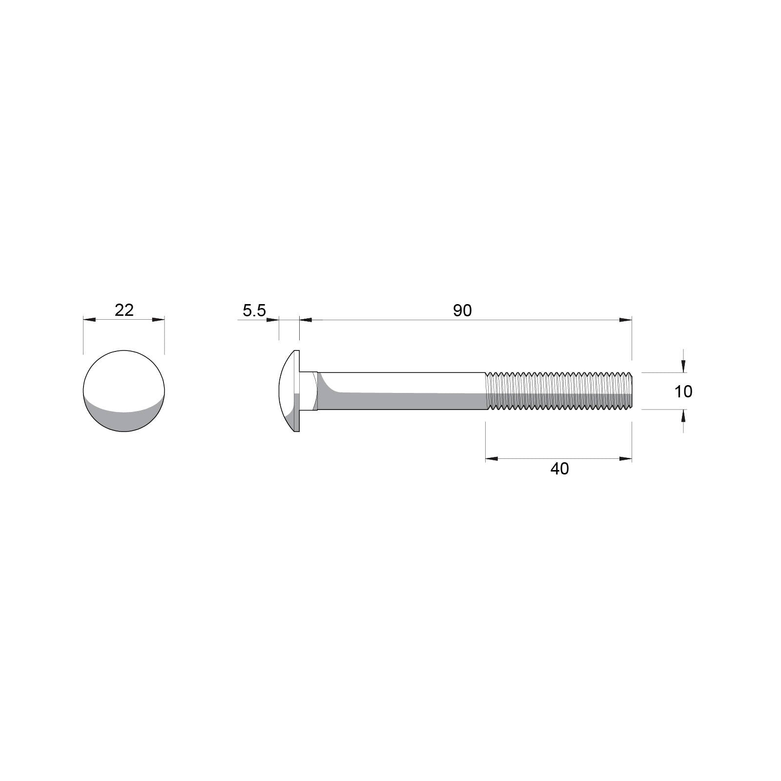 Zenith M10 x 90mm Hot Dipped Galvanised Cup Head Bolt and Nut - 4.6 Grade Steel, Each