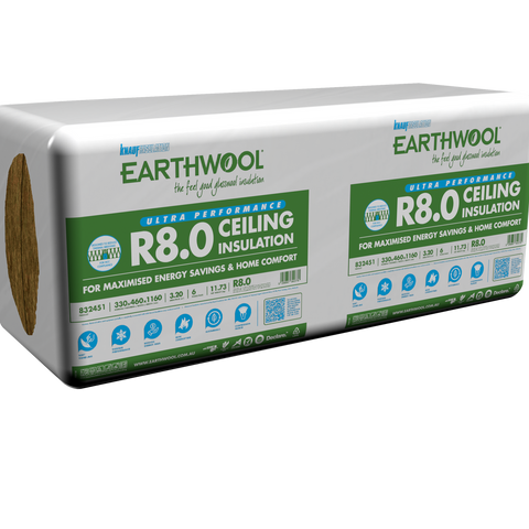 Earthwool R8.0 Ceiling Batt 350 x 620 x 1160mm 7 Pack - High Thermal Performance - SuperSaverAU - view 1
