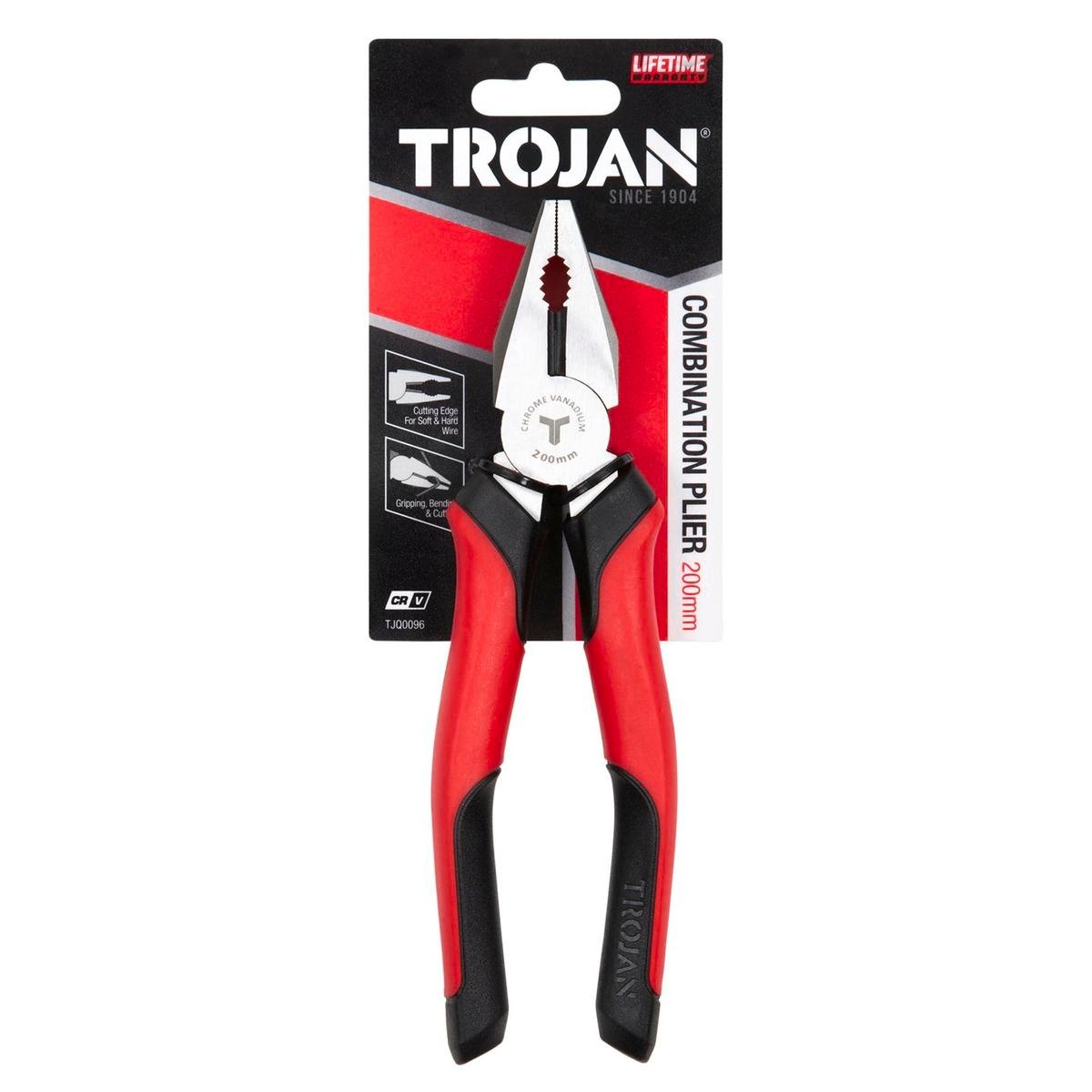Trojan 200mm CRV Combination Plier Red and Black