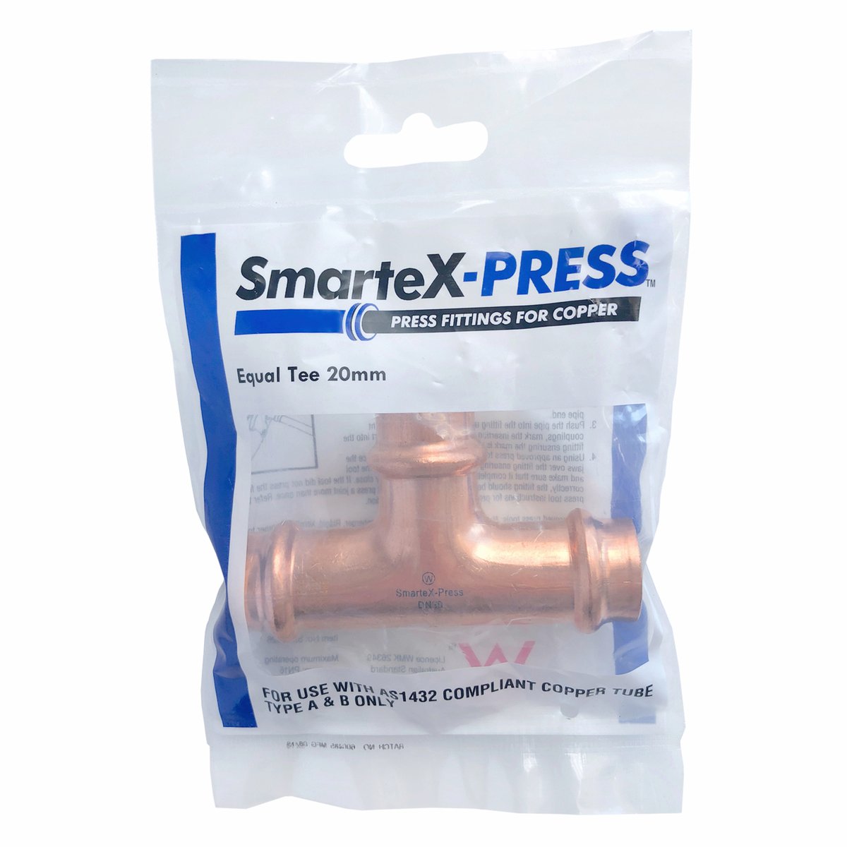 SmarteX-PRESS 20mm Equal Tee Copper Flame-Free Branch Pipe Fitting