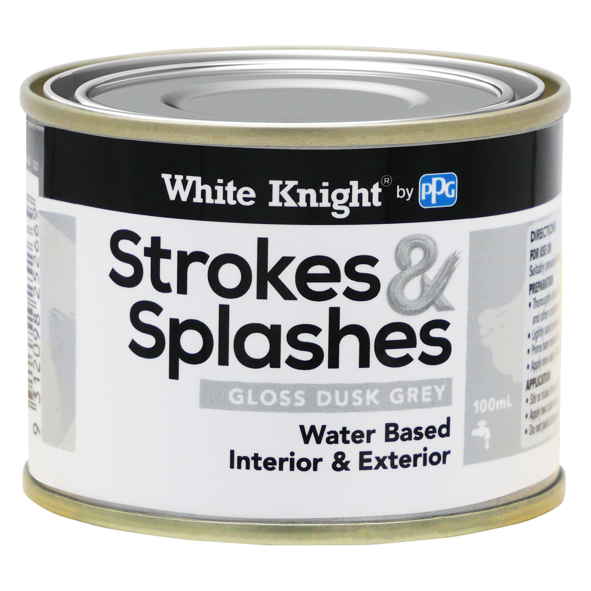 White Knight Dusk Grey 100ml Strokes and Splashes Paint Water Based - SuperSaverAU - view 1
