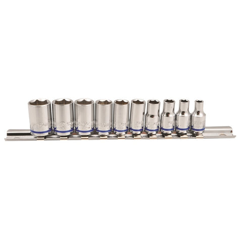 Kincrome 10 Piece 1/4" Drive Metric Rail Socket Set 4-13mm, 6-Point Cr-V, Rust Resistant
