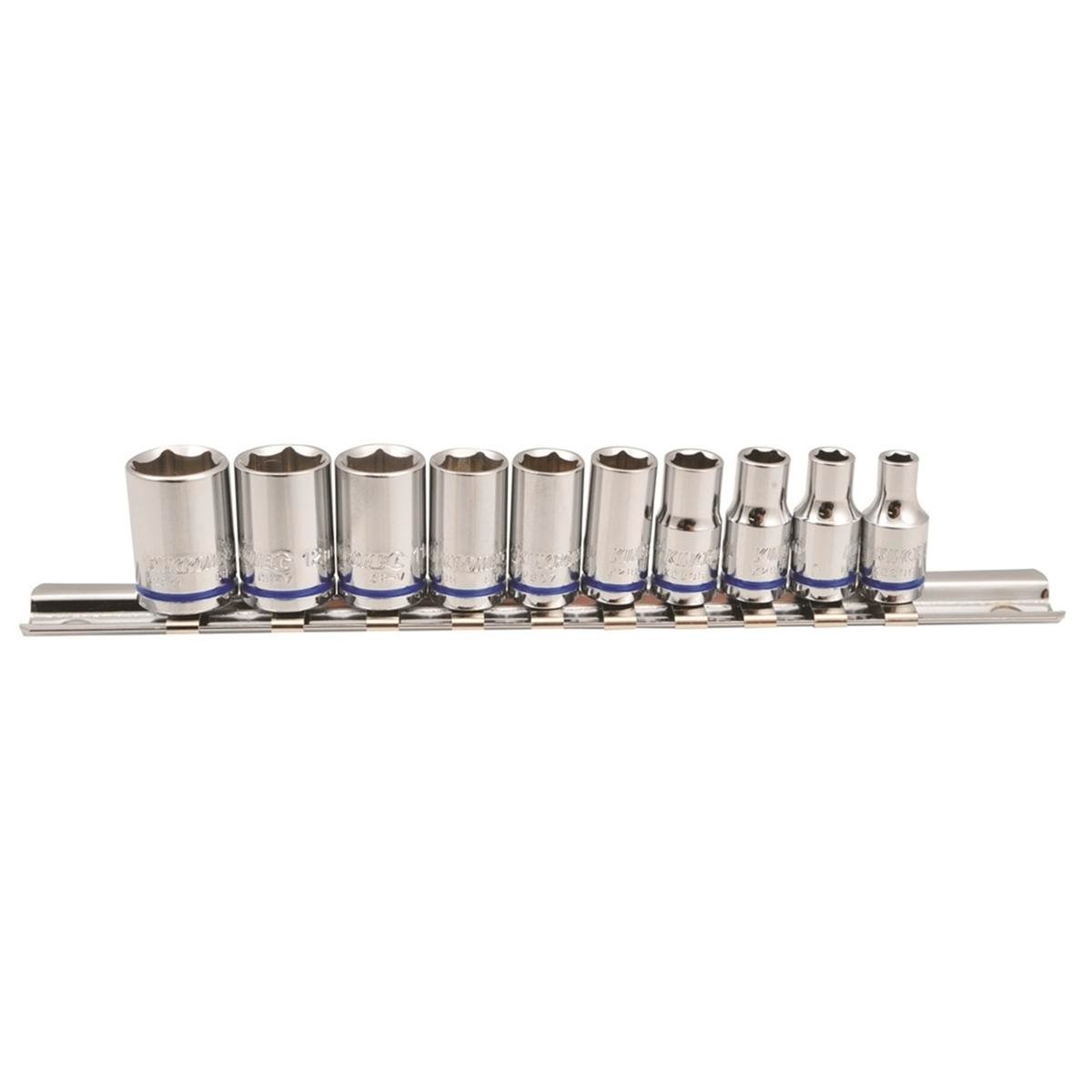 Kincrome 10 Piece 1/4" Drive Metric Rail Socket Set 4-13mm, 6-Point Cr-V, Rust Resistant