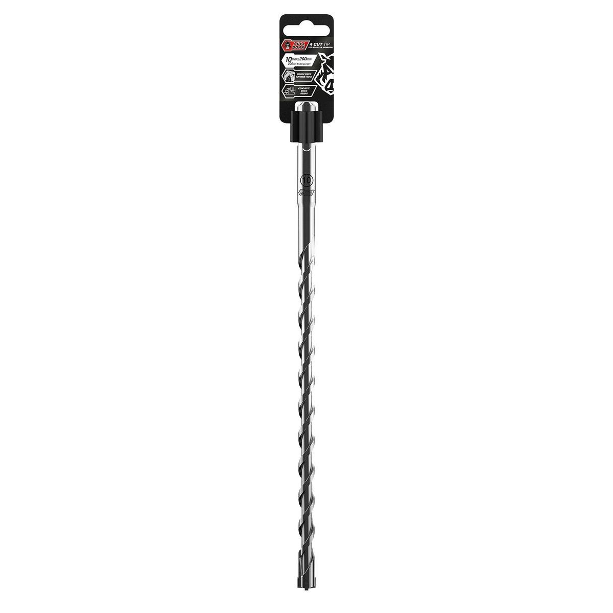 Full Boar 10 x 260mm 4 Cut SDS-Plus Masonry Drill Bit