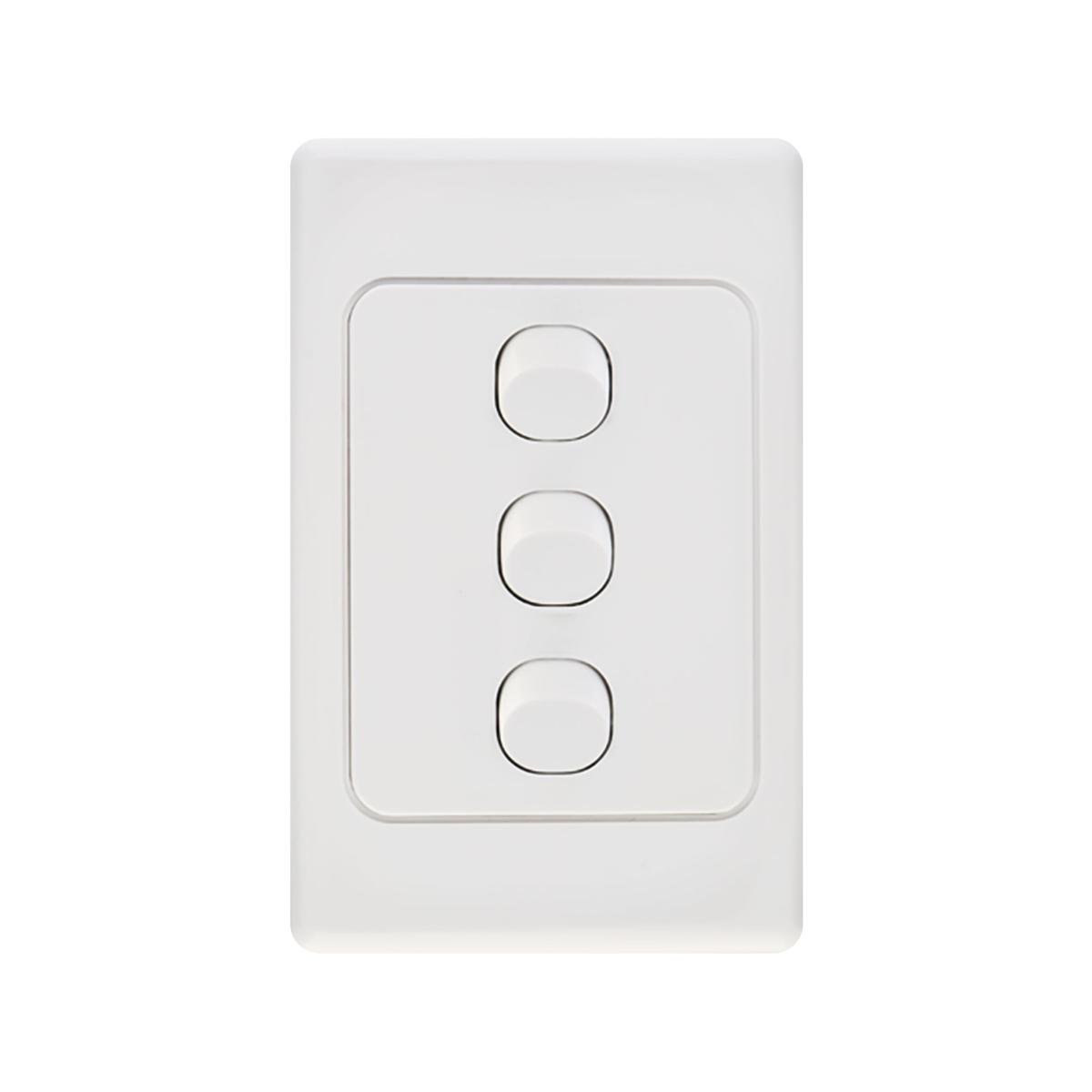 Deta Triple Vertical Switch - 3 Gang - Polycarbonate - Standard Design - SuperSaverAU - view 1
