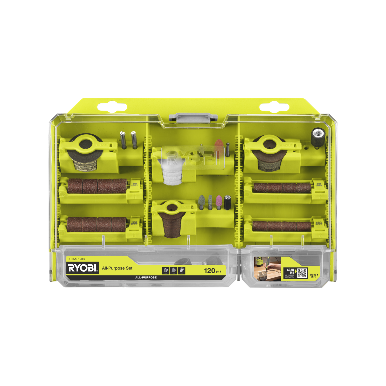 Ryobi All Purpose Rotary Tool Accessory Set - 120 Piece (Cut, Sand, Grind, Polish)