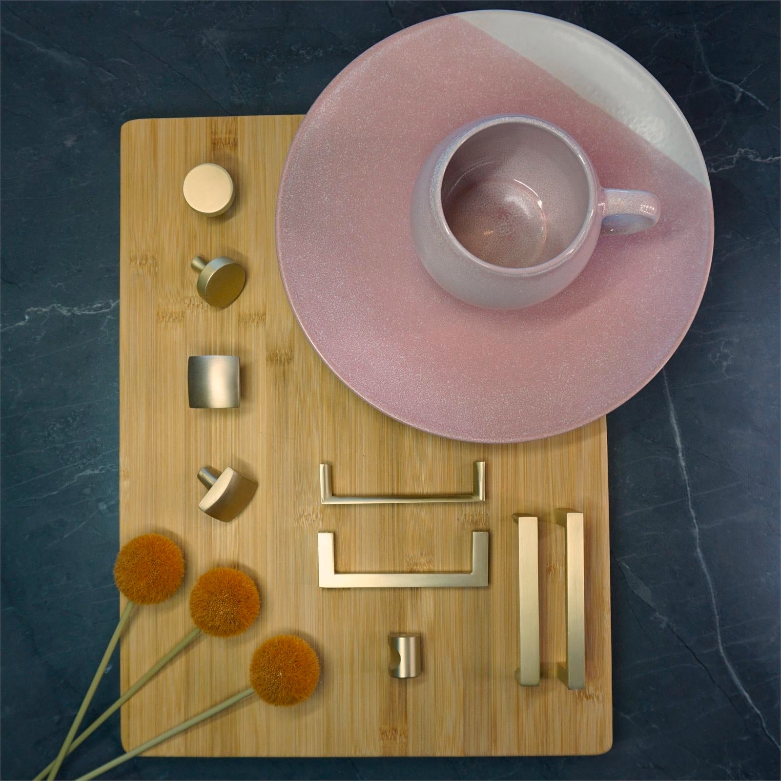 Lane 33 x 33mm Matte Brass Curved Square Cabinet Knob