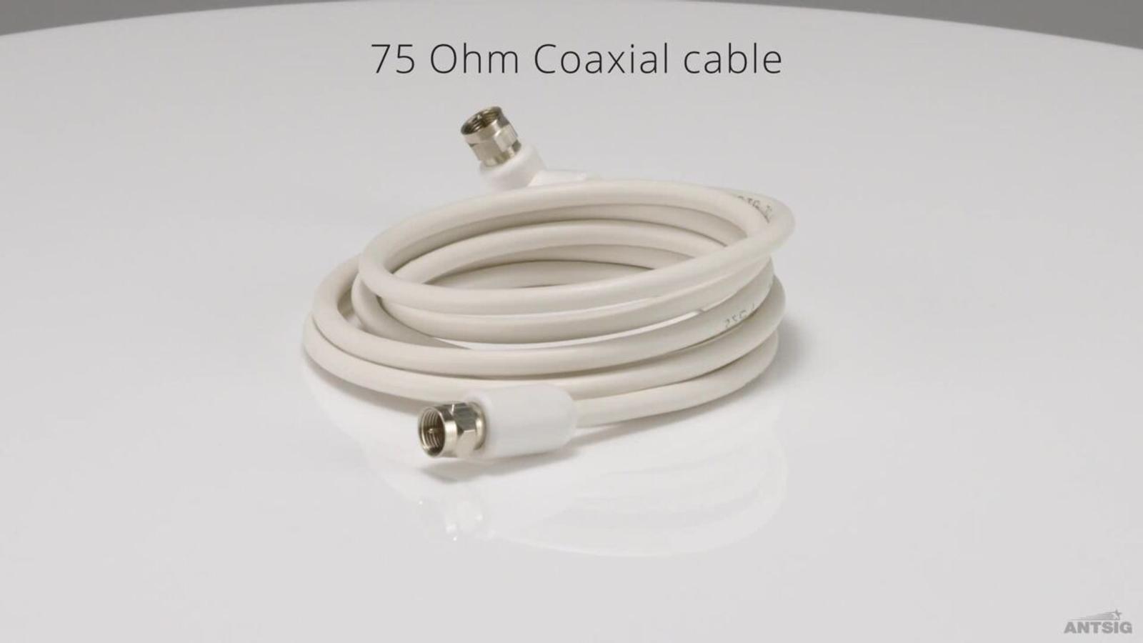 Antsig 2m White Right Angle F-Type Antenna Cable