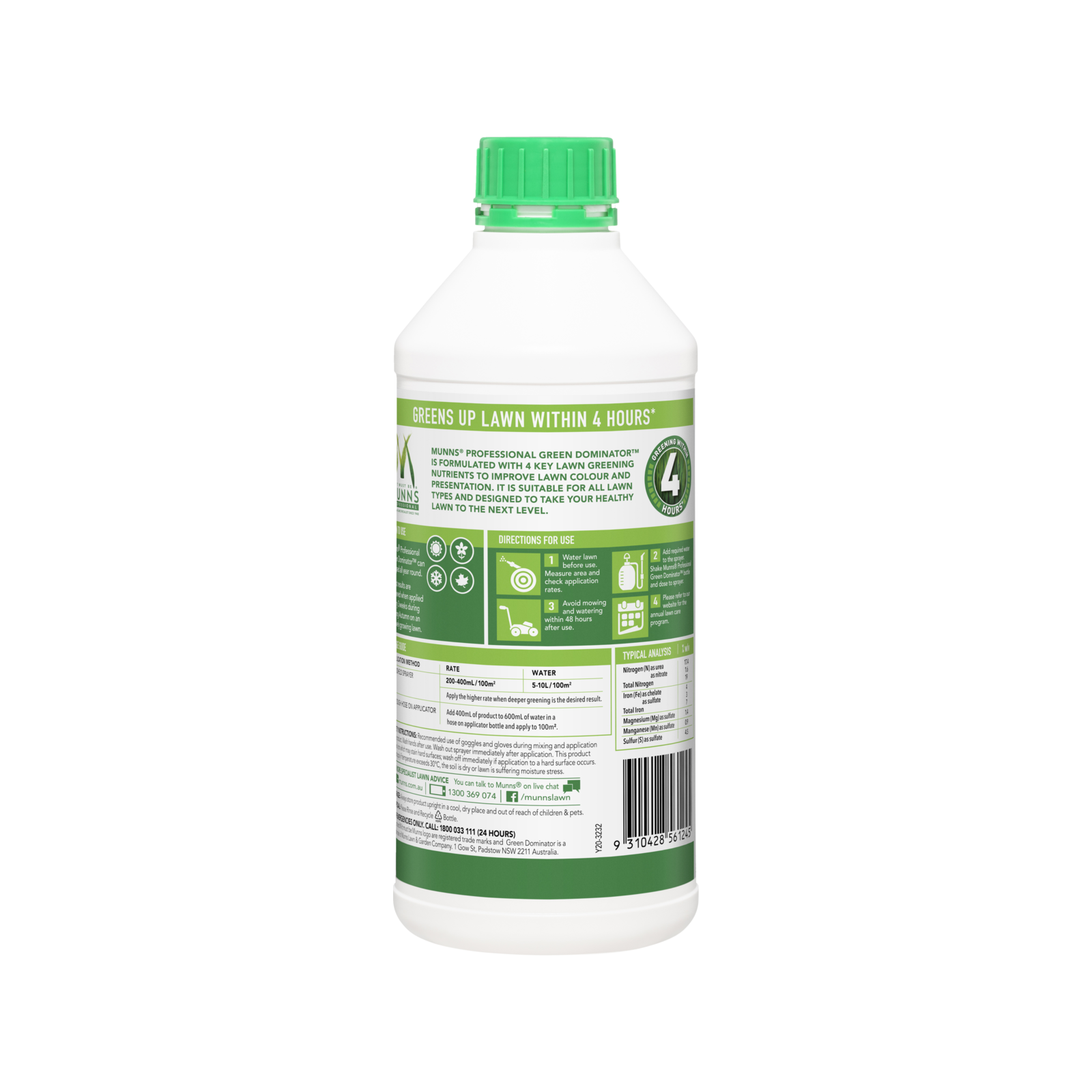 Munns Professional 1L Green Dominator Liquid Lawn Fertiliser Concentrate