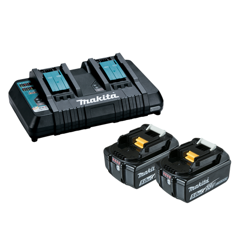 Makita Dual Port Rapid Charger with 2 x 5.0Ah Batteries 198928-5