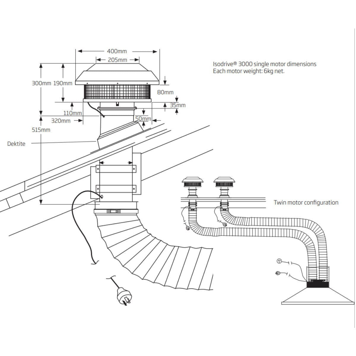 Schweigen Silent Modular Cassette Rangehood - Twin Motors, 3000m³/h, Stainless Steel - CC-PARA4SP2PAK