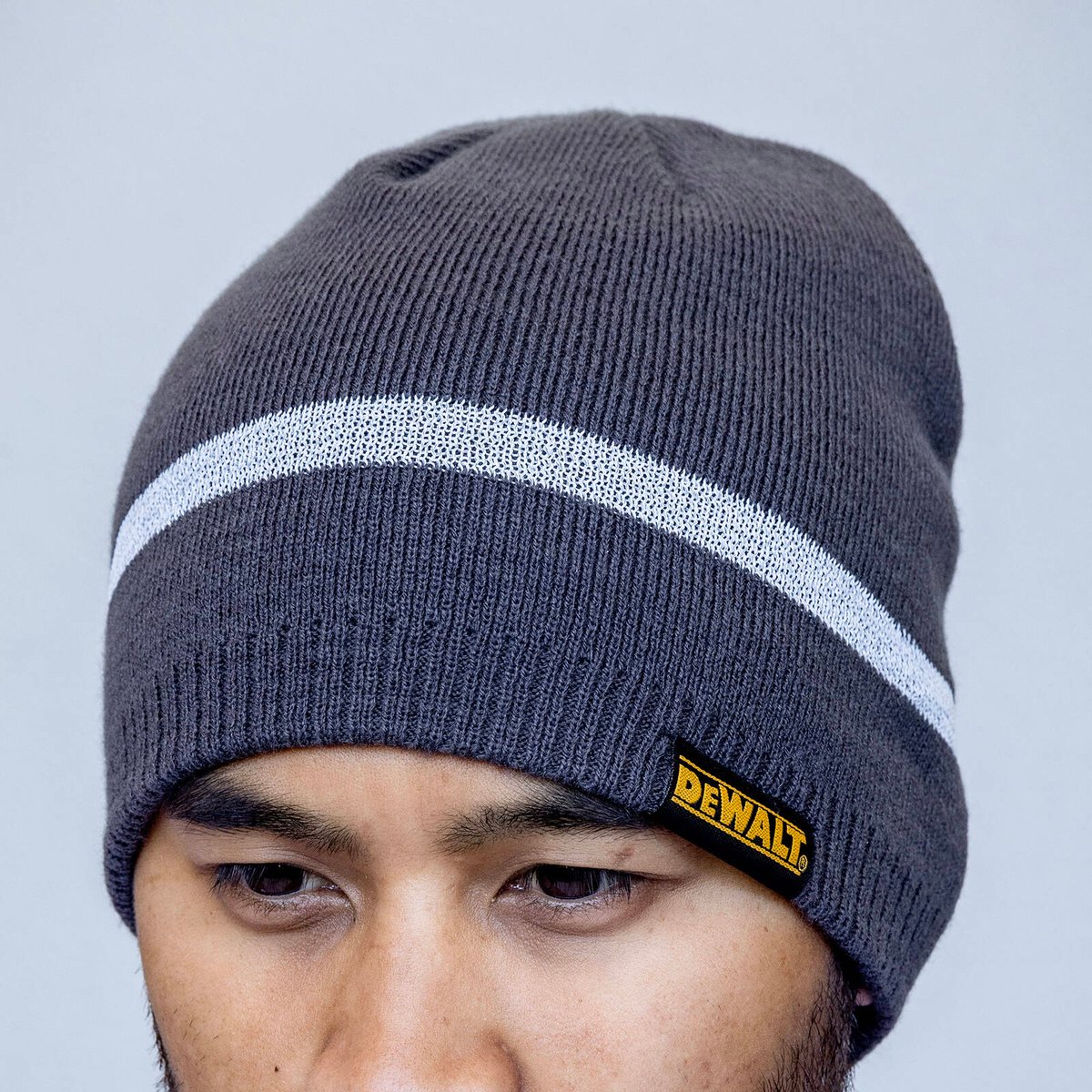 Dewalt Black Reflective Beanie - 100% Acrylic - One Size Fits Most - Warmth & Visibility - SuperSaverAU - view 2
