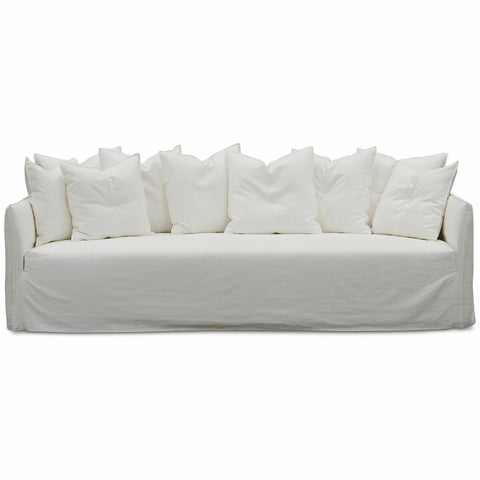 Kalona Kauai four seater sofa - Salt white cotton linen, coastal style, eucalyptus frame - WS-203-02-SALT-02