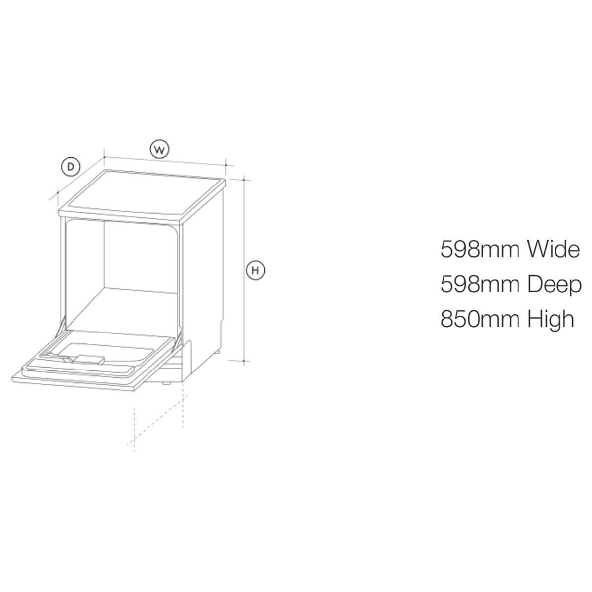 Artusi 60cm Freestanding Dishwasher 13 Place Settings - Black, Eco Wash, Delay Start - ADW5002B