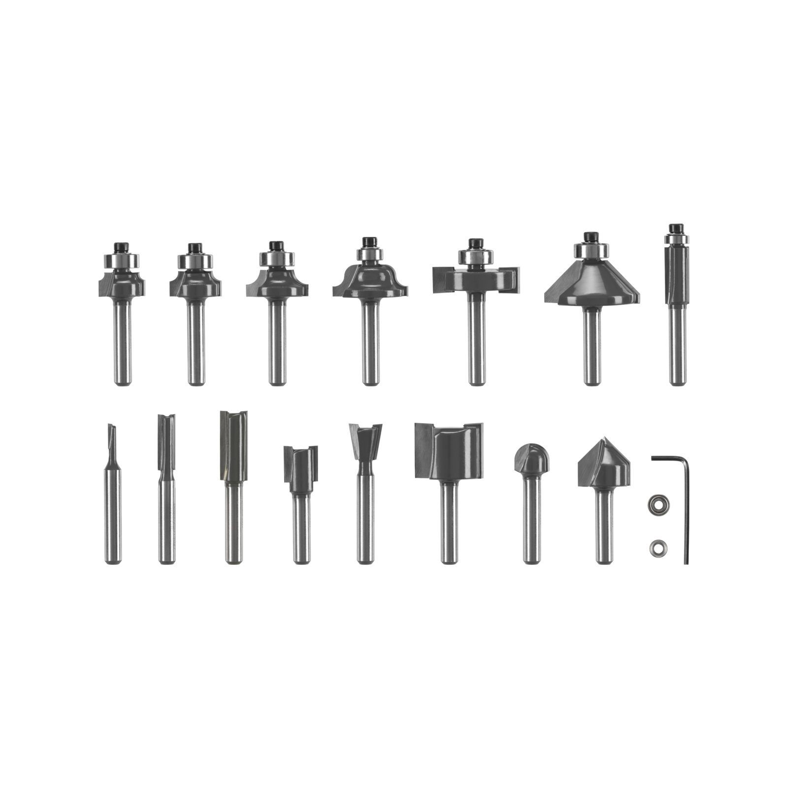 Ryobi 15-Piece Mixed Router Bit Set - Straight, Roundover, Chamfer & Trim