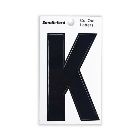 Sandleford 85mm Black Self Adhesive Cut Out House Letter K - Weather Resistant