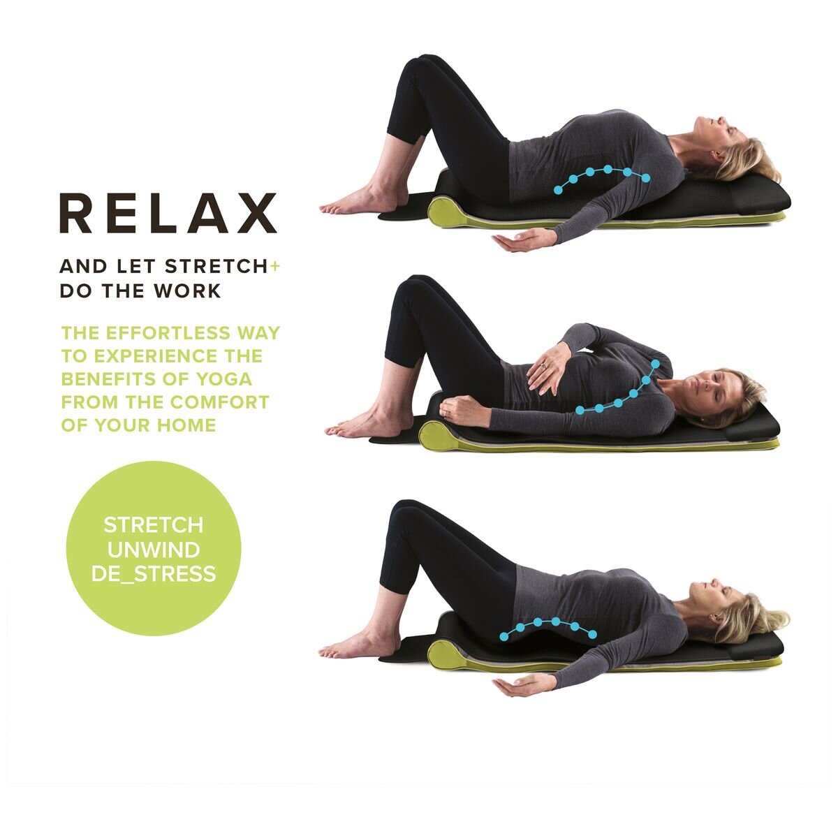 HoMedics Stretch+ back stretching mat - seven air chambers, six guided programs, remote, grey - YMM-2000-AU