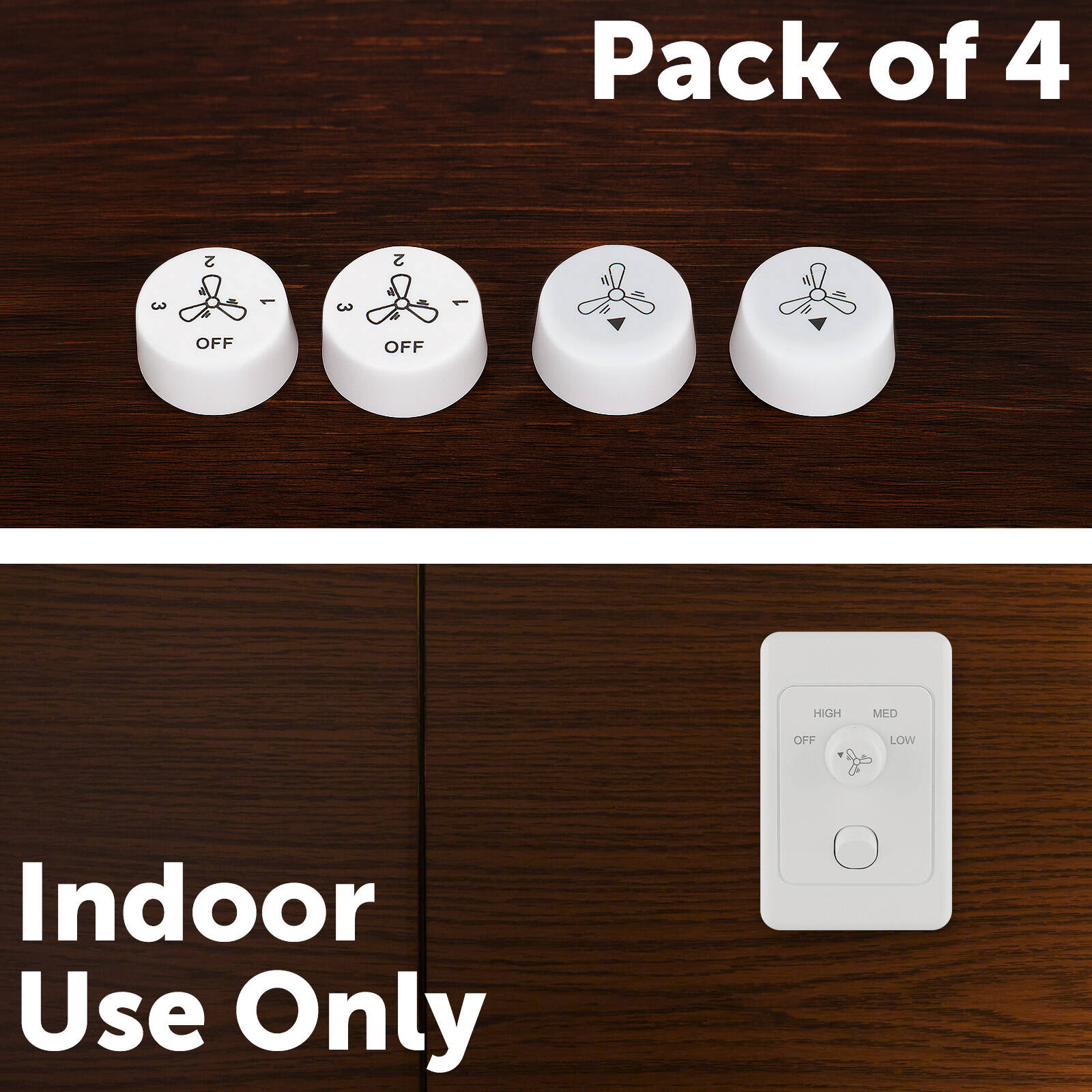 Arlec Wall Fan Controller Knob Replacement 4 Pack White ABS Indoor