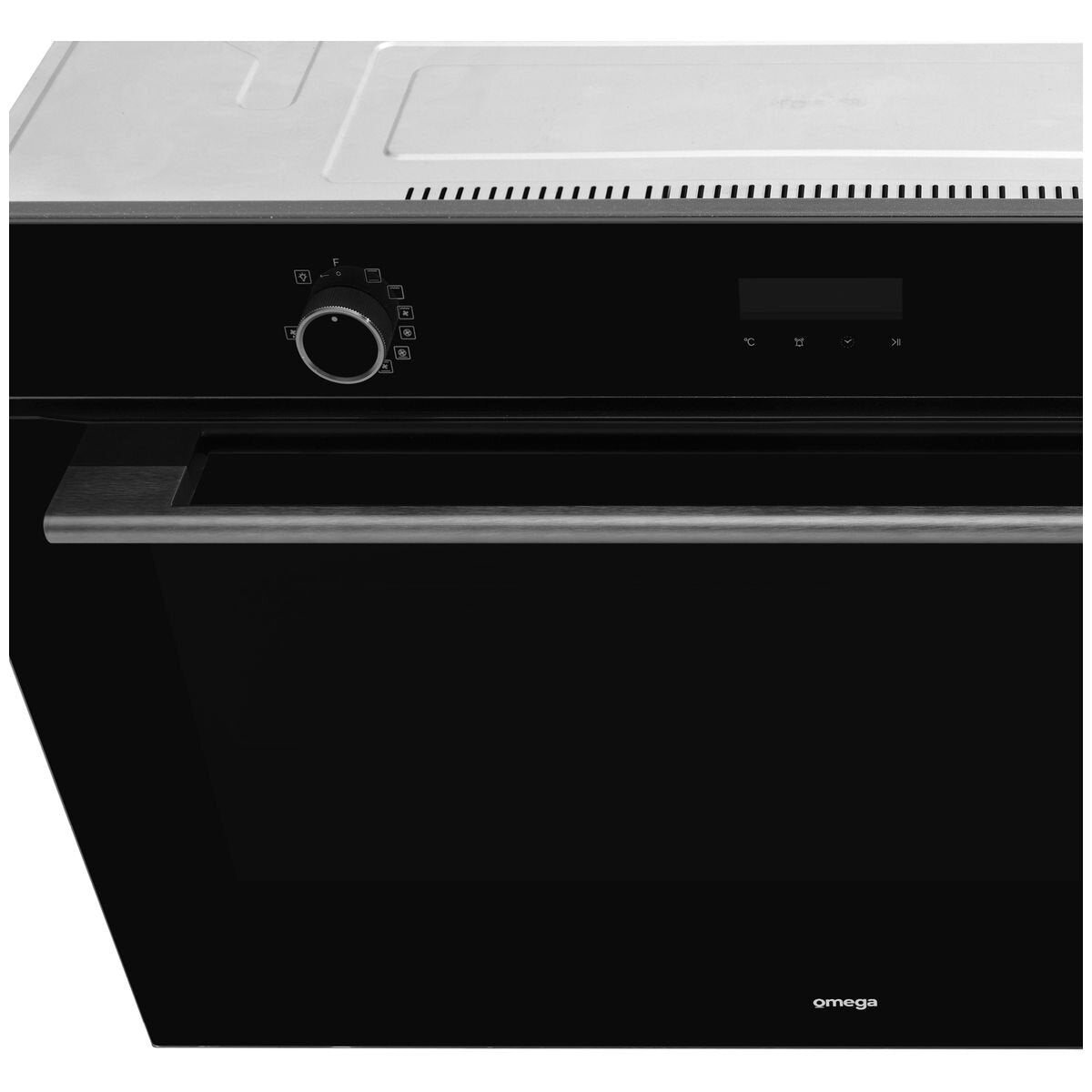 Omega 11 function built-in oven with AirFry - 148L, black glass, Midnight trim, telescopic runners - OBO9011AM
