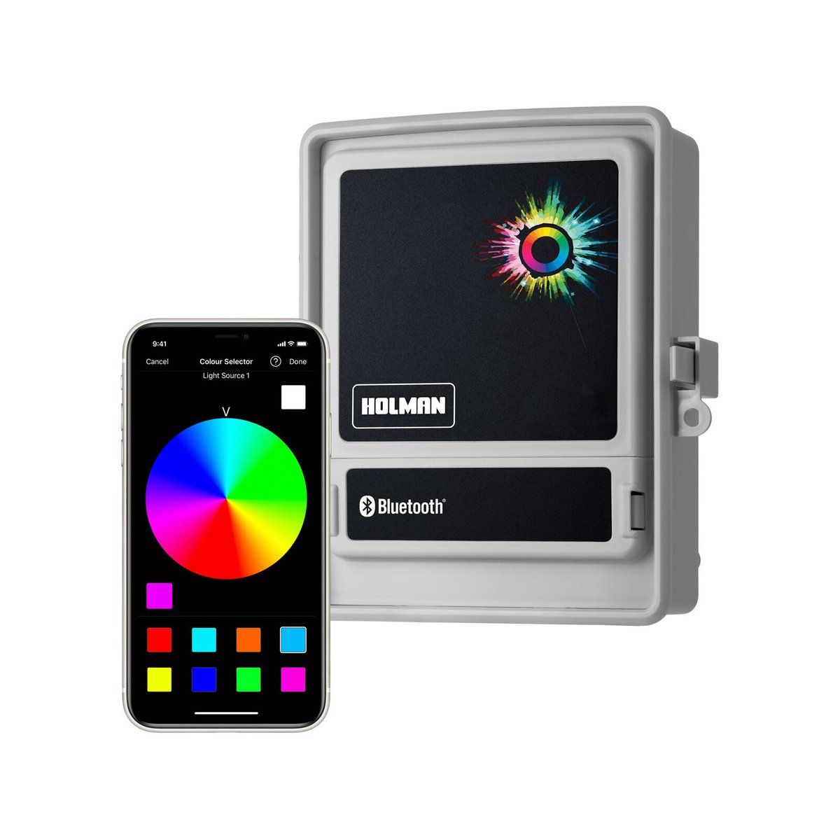 Holman 60W White RGB Colour Bluetooth Garden Light Controller With Inbuilt Transformer CLBRGB60