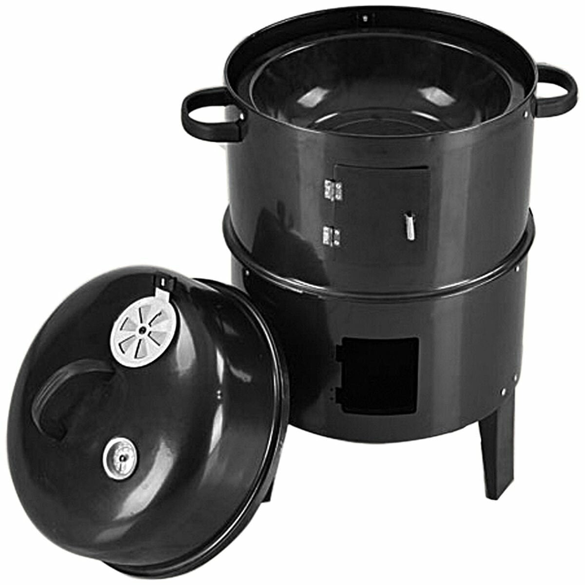 SOGA Charcoal Smoker BBQ - 3 in 1 Barrel Grill, Smoker and Fire Pit, Black - CHARCOALBBQSMOKER