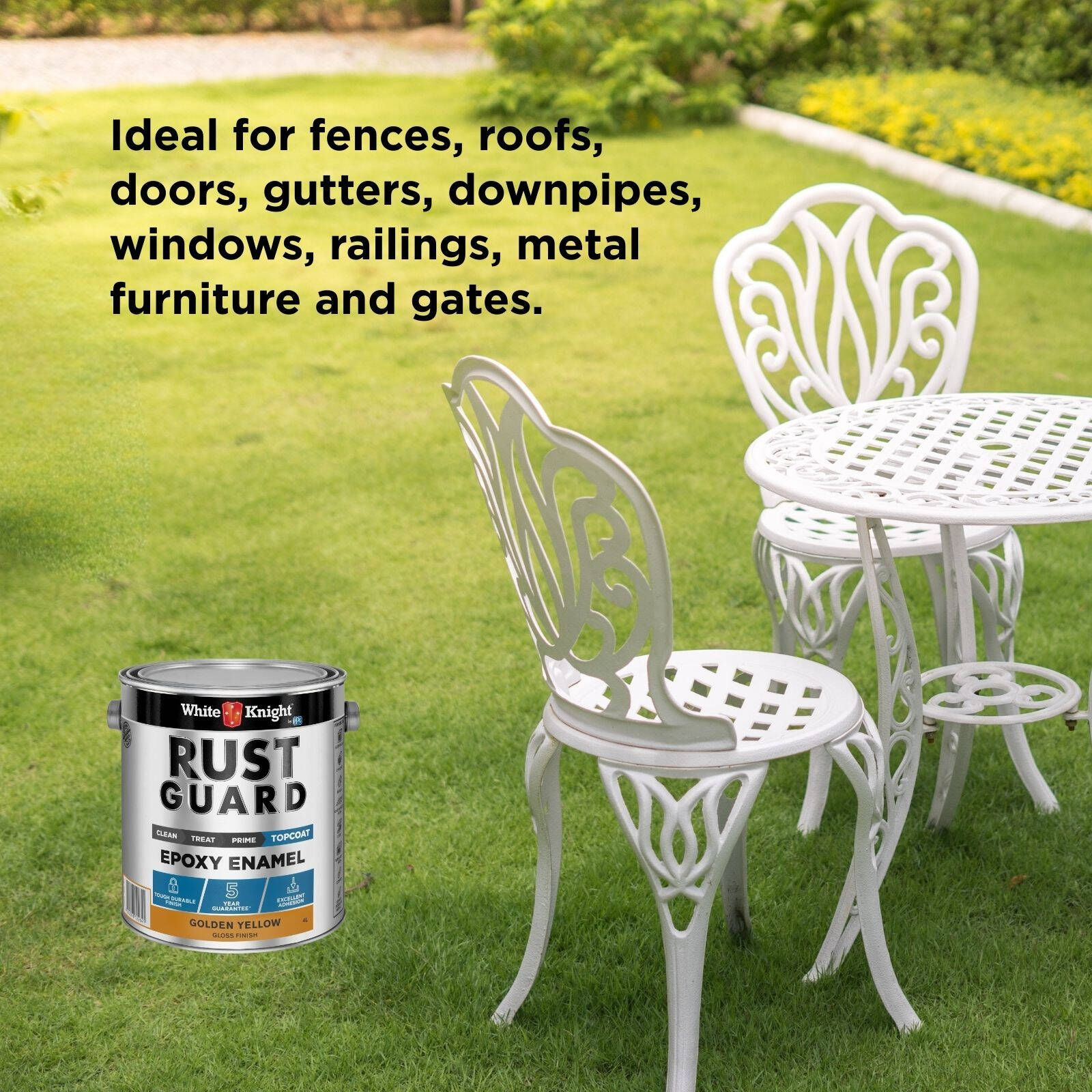 White Knight Rust Guard Epoxy Enamel Gloss Paint Golden Yellow 4L