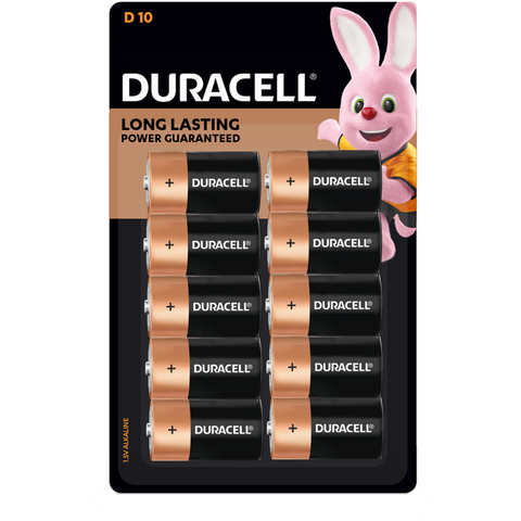 Duracell Coppertop D 1.5V Alkaline Battery 10 Pack