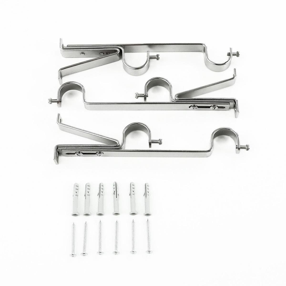 Windoware 25mm Satin Double Curtain Rod Bracket 3 Pack - Metal - 40mm x 40mm x 40mm - SuperSaverAU - view 1