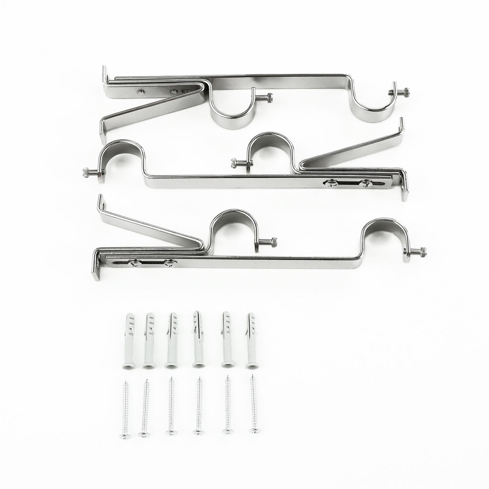 Windoware 25mm Satin Double Curtain Rod Bracket 3 Pack Metal