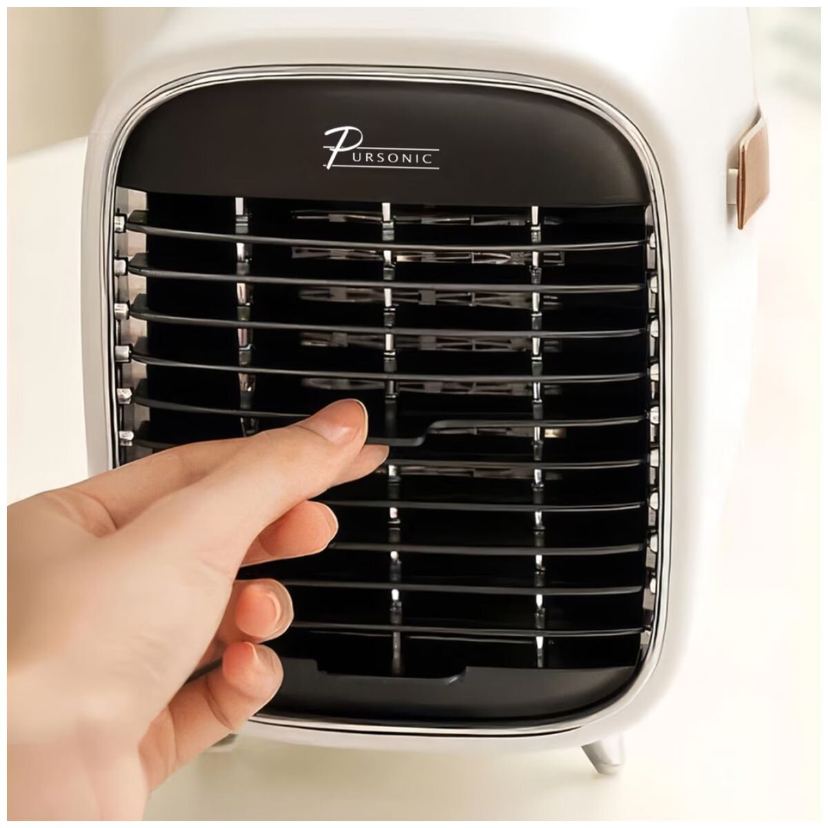 Pursonic Compact Ceramic Heater - White - 3 Heat Settings, Tip-Over Protection - 10004634