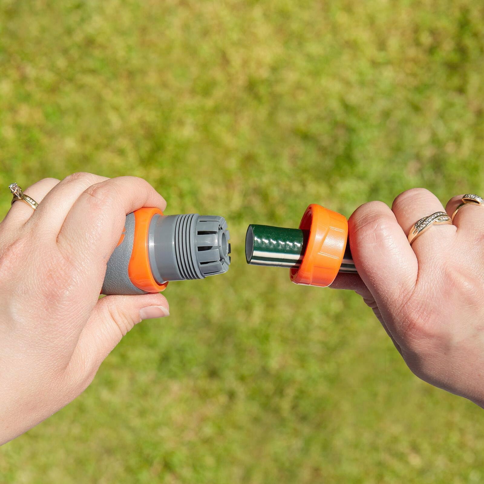 Pope 12mm Comfort Grip Hose Connector - Snap-On Flow Through Fitting, Orange/Grey