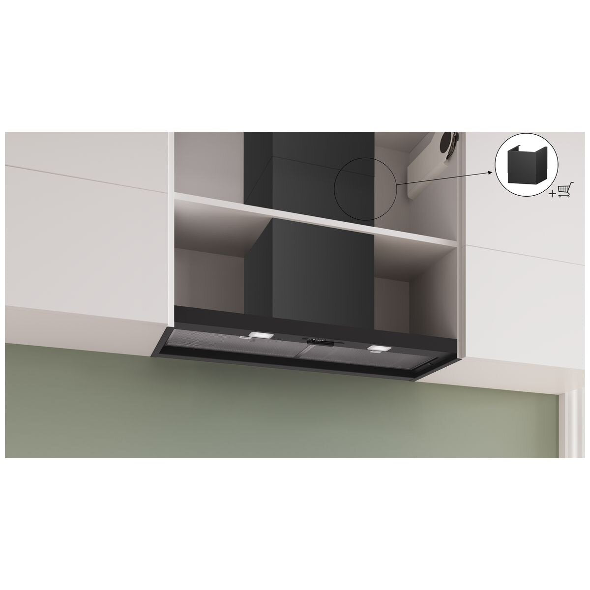 Bosch Series 2 90cm Integrated Rangehood - Matte Black - 384m³/h, 3 Power Levels - DBB93BC60A