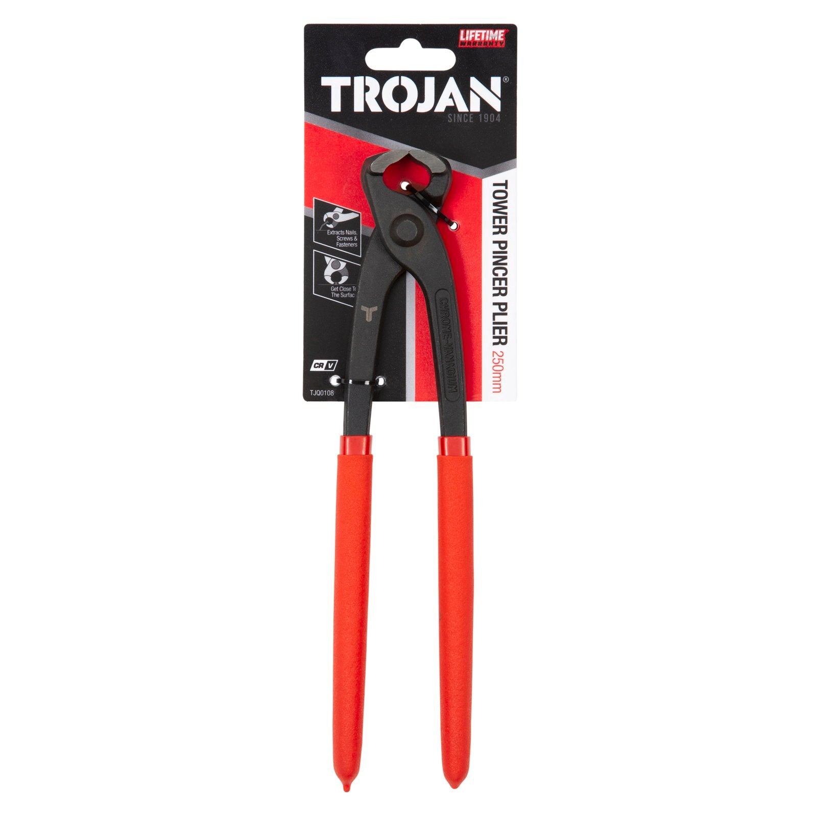 Trojan 250mm Tower Pincer Plier Red and Black CRV