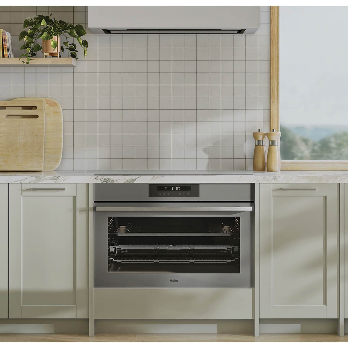 Haier 90cm 500 Series Built-In Oven - Grey, 16 Functions, Steam Assist, Air Fry, Touch Controls - HWO90S16TG3