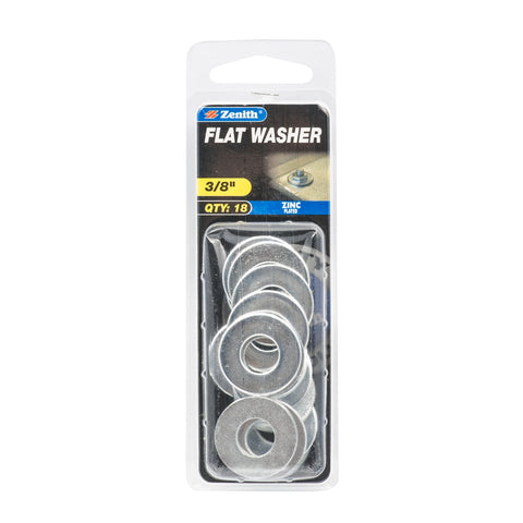 Zenith 3/8" Zinc Plated Flat Washer - 18 Pack