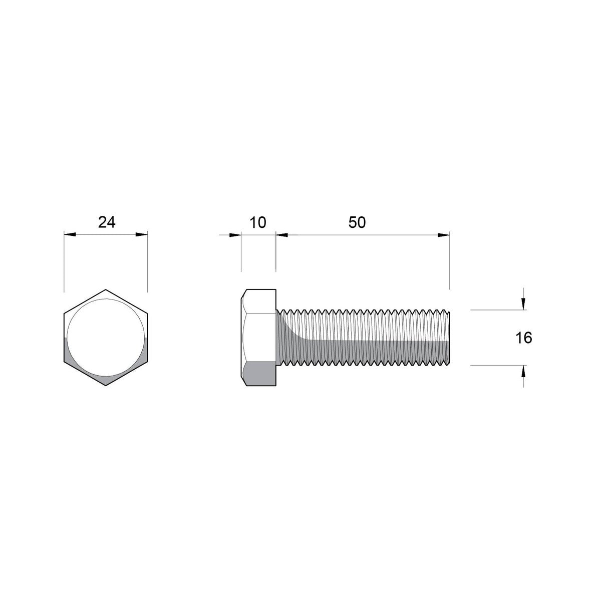 Zenith M16 Hot Dip Galvanised Hex Head Bolts and Nuts 12 Pack - 50mm - Rust Resistant - SuperSaverAU - view 2
