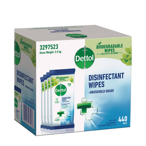 Dettol Multi Purpose Disinfectant Cleaning Wipes 440 Pack - 221mm x 204mm - Kills Germs - SuperSaverAU - view 1