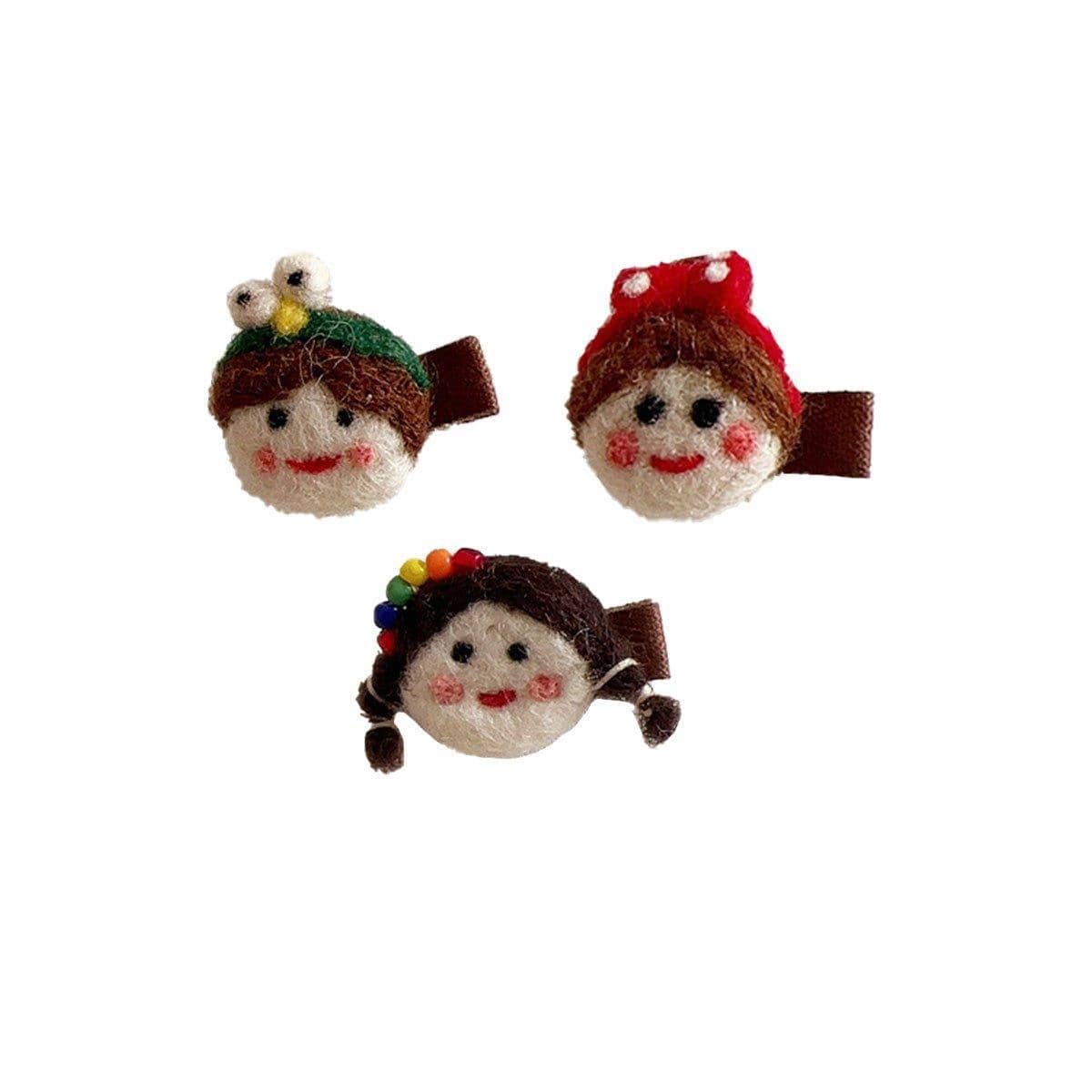 Felt Cartoon Girl Hair Clip - Green Headband and Flower - view 3