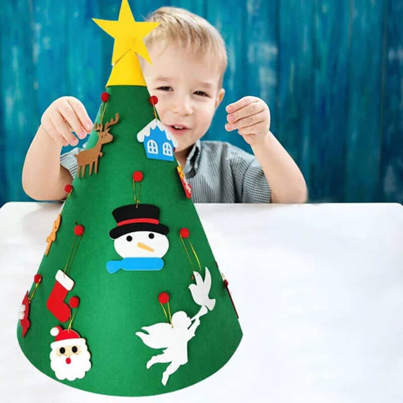Felt Christmas Tree Set DIY with Removable Ornaments - Reindeer and Gift Ornaments - view 4