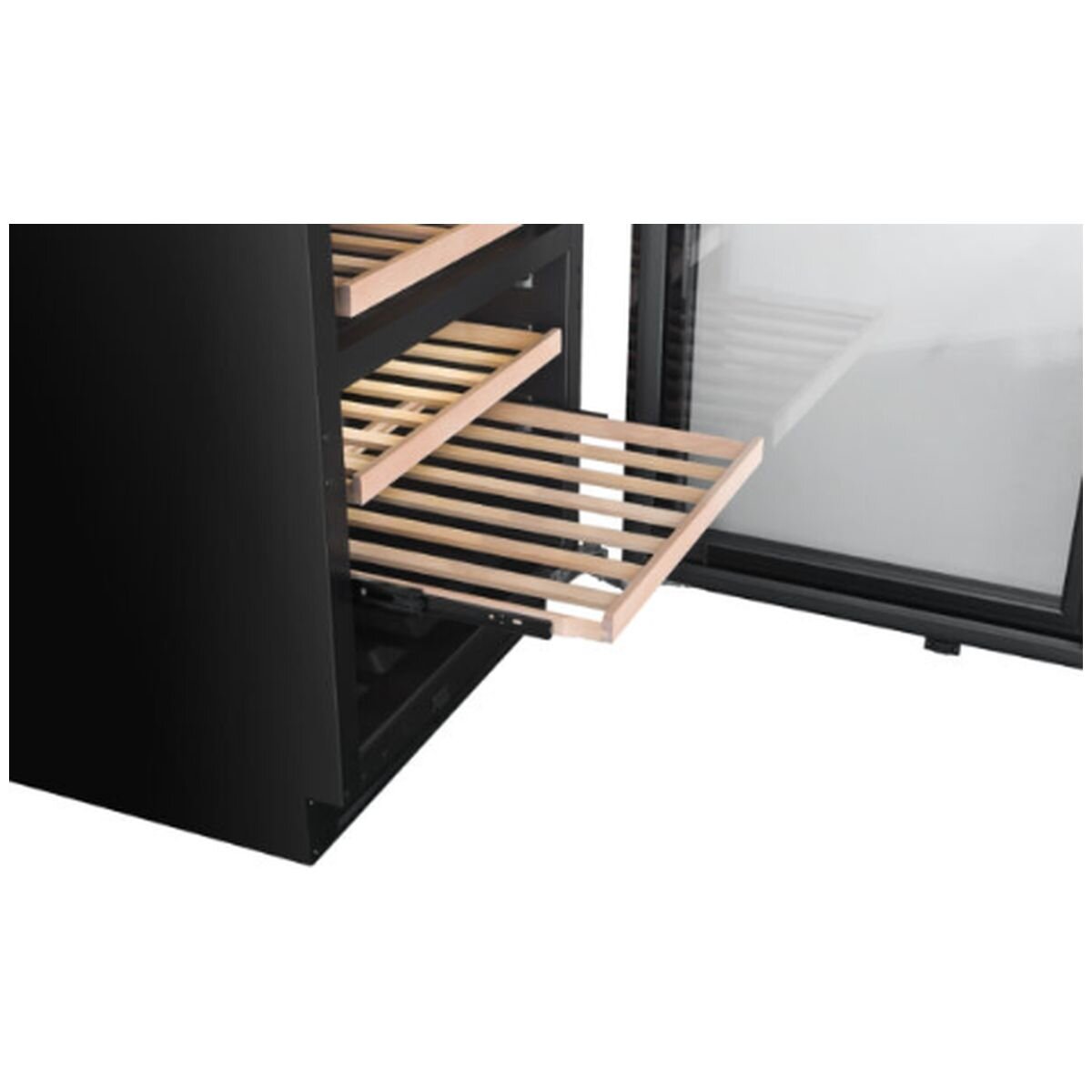 Artusi 39 Bottle Dual Zone Integrated Wine Cabinet - Black Finish - Beechwood Shelves - AINT119GWE