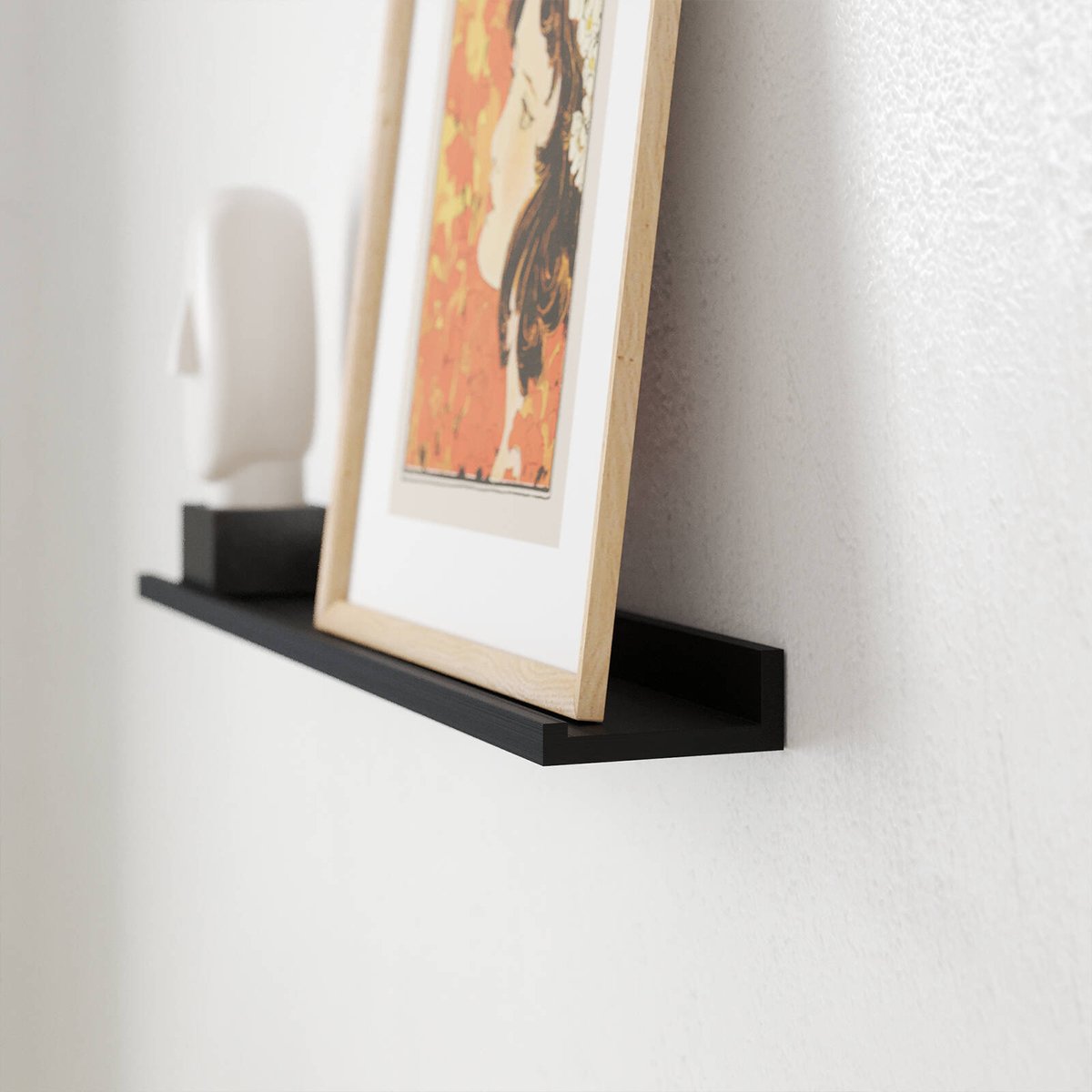Flexi Storage Decorative 600 x 35 x 90mm Black Matte Photo Shelf