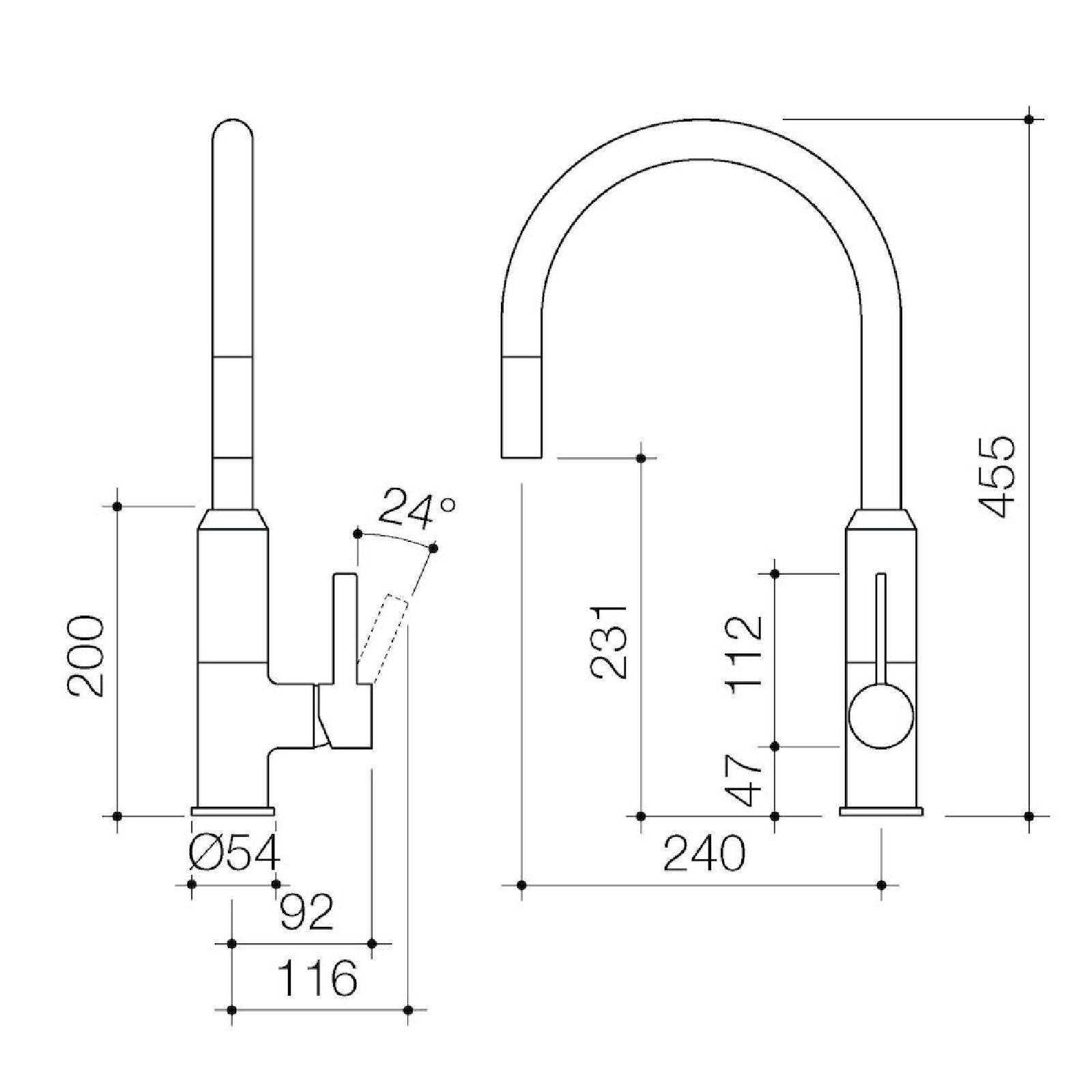 Clark Vixen Retractable Sink Mixer, Chrome Brass, Pull-Down, 6L/min WELS 5 Star