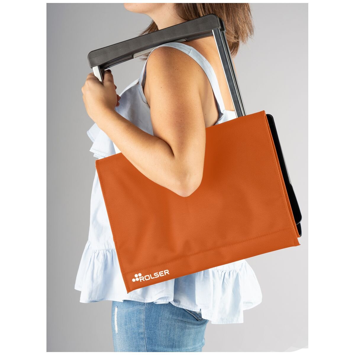 Rolser Plegamatic MF folding 2 wheel trolley - Orange - Lightweight aluminium chassis - R-PLE001-1061