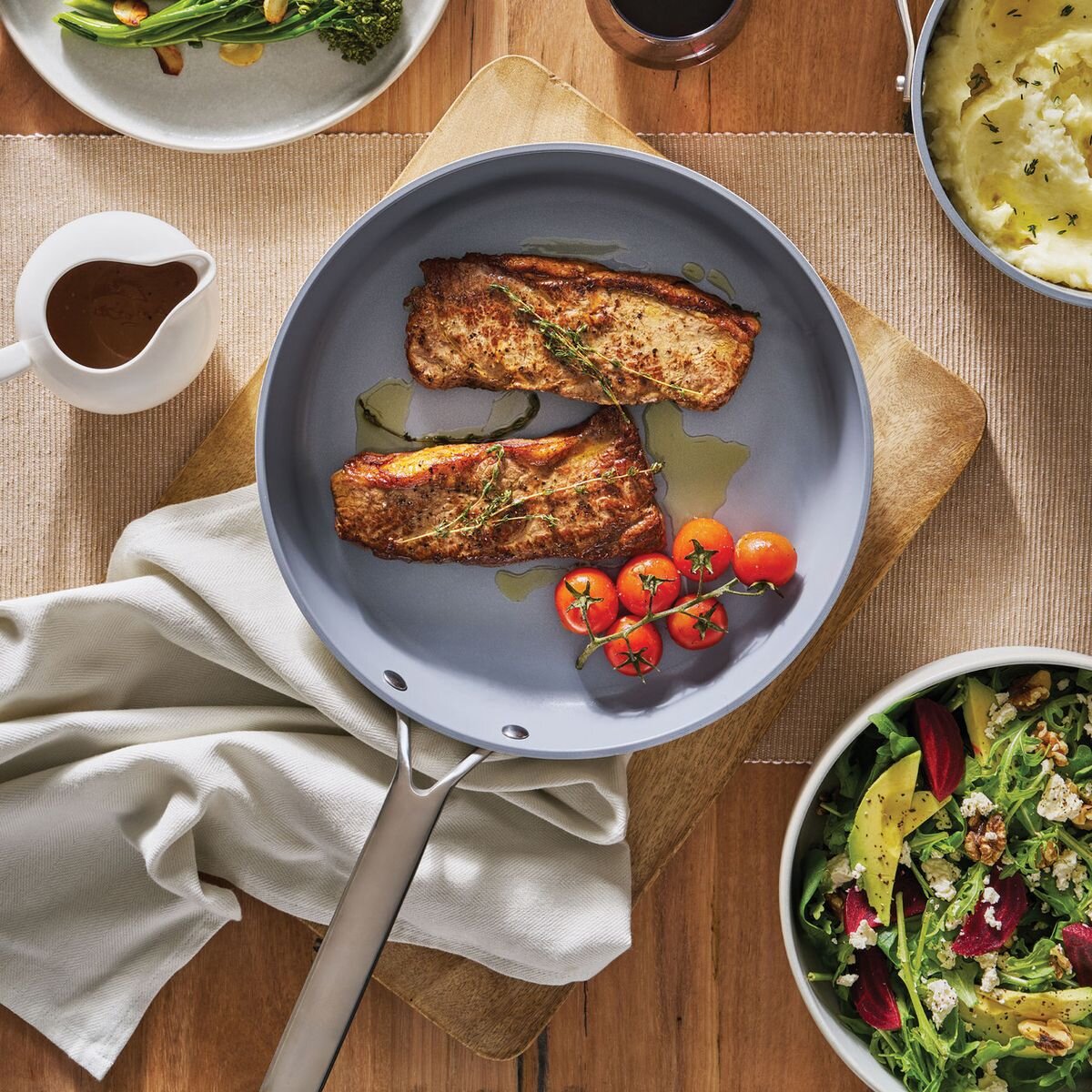 Pyrolux 28cm Chef Pan 4.1L - Denim Ceramic Finish, Cool-Touch Handles, Oven Safe to 220°C - 11529