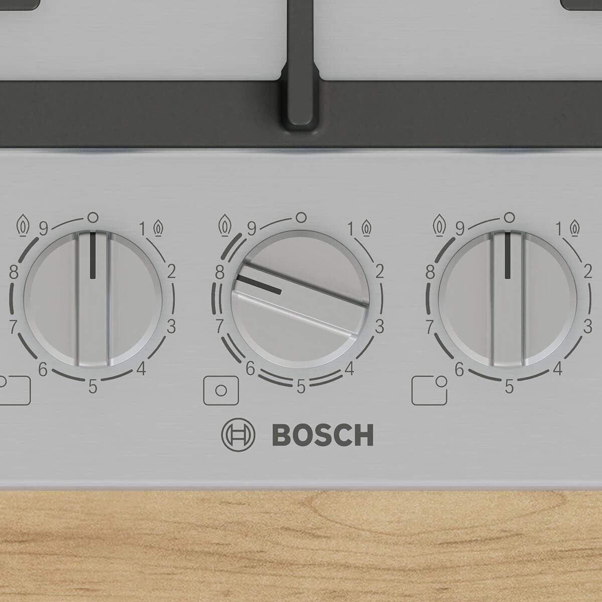 Bosch 90cm Series 6 Gas Cooktop - Five Burners, FlameSelect, Dual Flame Wok Burner - PCR9A5I90A