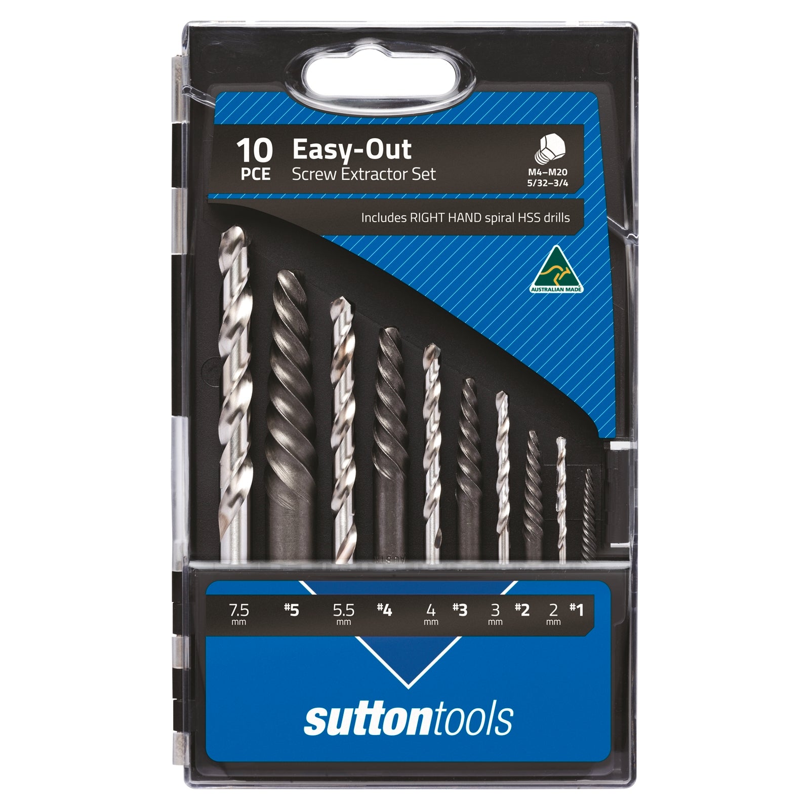 Sutton Tools 10 Piece Screw Extractor Set - Steel