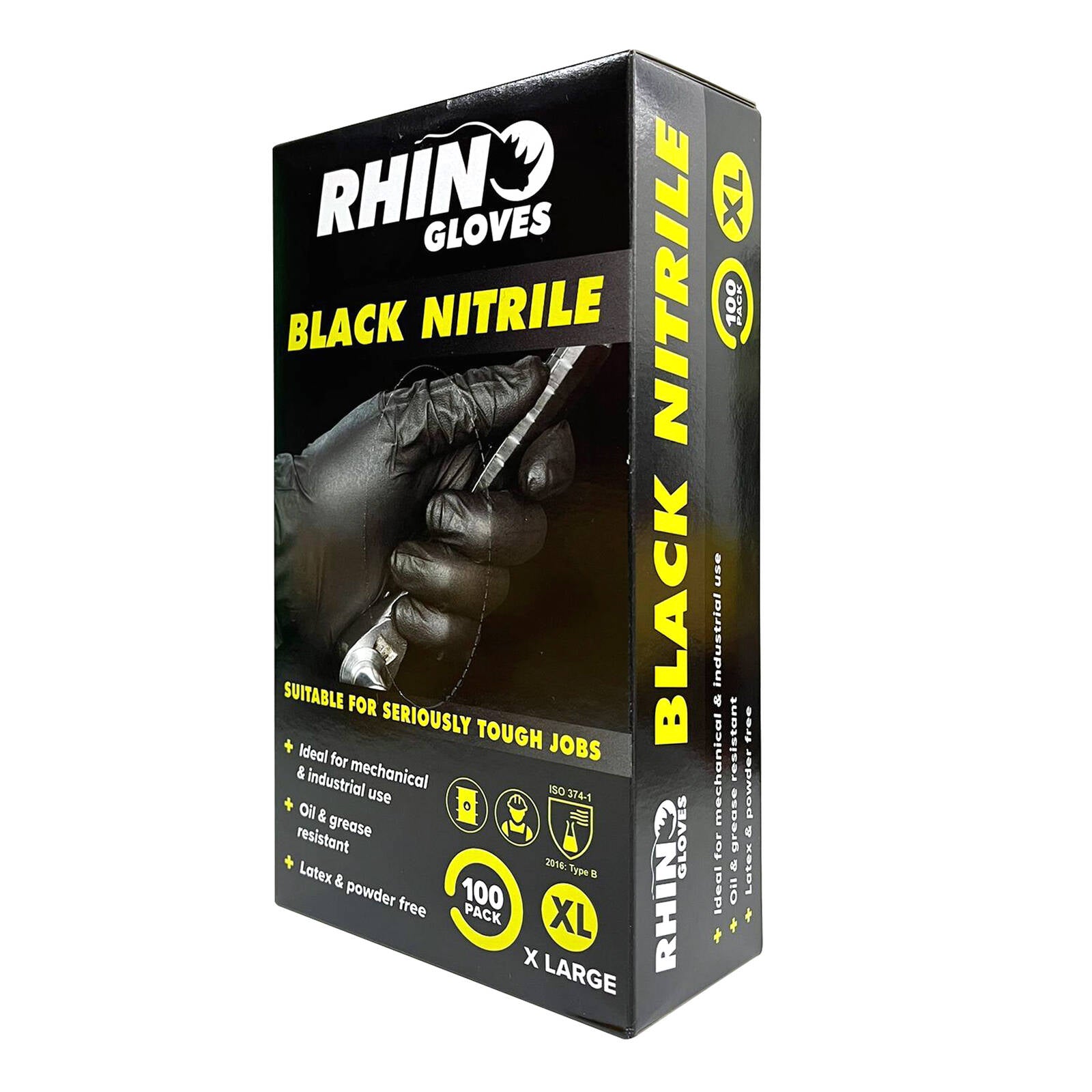Rhino Gloves Extra Large Nitrile Disposable Gloves 100 Pack